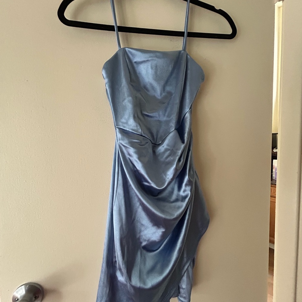 Windsor Shimmering Blue Satin Mini Dress